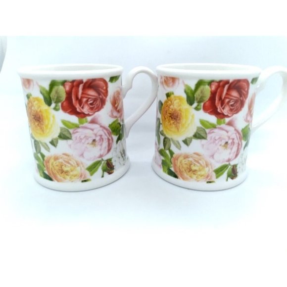 Set of 2 Rose Bouquet pattern mugs by Portmerion HTF discontinued - Picture 1 of 8